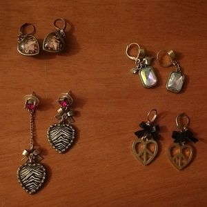 4 pairs of Betsey Johnson earrings